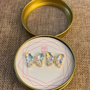 Elegant BB Lila Gold and Iridescent Butterfly Earrings